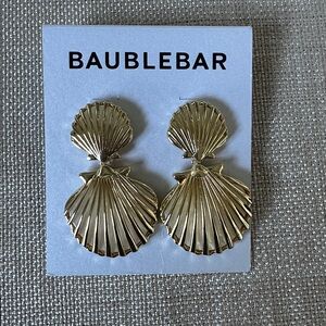 BaubleBar Gold Seashell Drop Earrings NWT